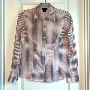 Apostrophe Striped Button Down Blouse
